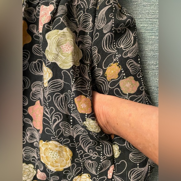 Gudrun Sjödén Whimsical Floral Woven Shirt Dress Organic Linen Modal Size M - Picture 10 of 11